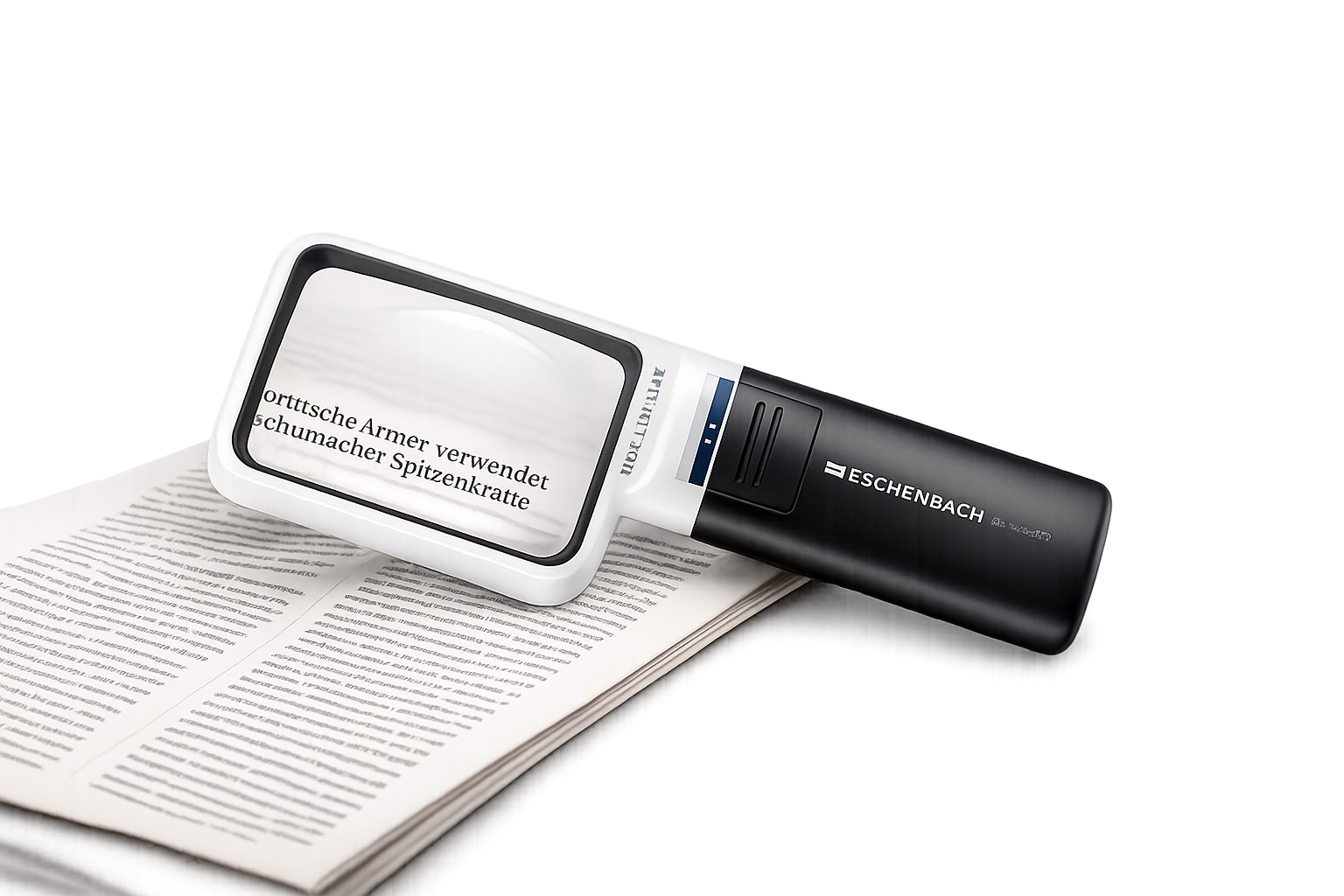 Handlupe auf Zeitung