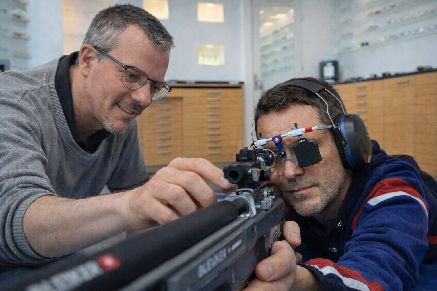 Schiessbrillen Anpassung im Laden
